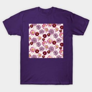 Pressed Pom Pom Pink and Purple Flowers T-Shirt